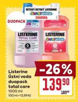 Billa Listerine Ústní voda duopack total care nabídka