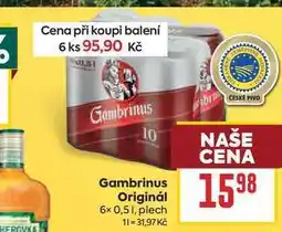 Billa Gambrinus Originál 6x 0,51, plech nabídka