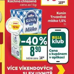 Billa Kunín Trvanlivé mléko 1,5% nabídka