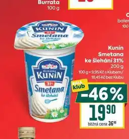 Billa Kunín Smetana ke šlehání 31% nabídka