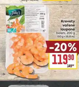 Billa Krevety vařené loupané balení nabídka