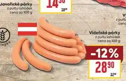 Billa Vídeňské párky z pultu lahůdek cena za nabídka