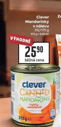 Billa Clever Mandarinky VÝHODNĚ v nálevu 312/175 g nabídka