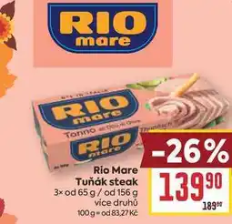 Billa Rio Mare Tuňák steak 3x od 65 g/ od 156 g nabídka