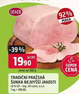 Trefa LE&CO TRADIČNÍ PRAŽSKÁ ŠUNKA NEJVYŠŠÍ JAKOSTI nabídka