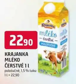 Trefa KRAJANKA MLÉKO ČERSTVÉ 1l polotučné, 1,5% tuku nabídka