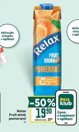 Billa Relax Fruit drink pomeranč nabídka
