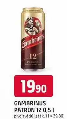 Trefa GAMBRINUS PATRON 12 0,5l pivo světlý ležák nabídka
