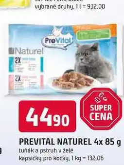 Trefa PREVITAL NATUREL 4x 85 g tuňák a pstruh v želé nabídka