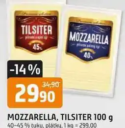 Trefa MOZZARELLA, TILSITER 100 g 40-45% tuku, plátky nabídka