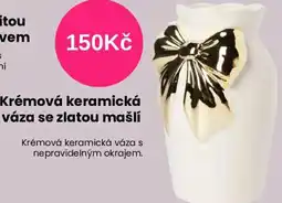 Pepco Krémová keramická váza se zlatou mašlí nabídka