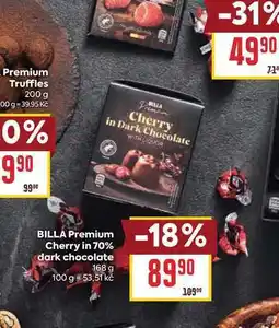 Billa BILLA Premium Cherry in 70% dark chocolate nabídka