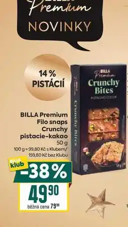 Billa BILLA Premium Filo snaps Crunchy pistacie-kakao nabídka