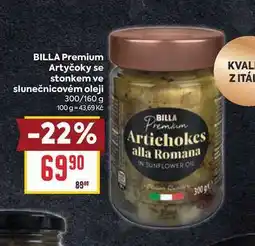 Billa BILLA Premium Artyčoky se stonkem ve slunečnicovém oleji 300/160 g nabídka