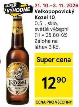 Tesco Velkopopovický Kozel 10 nabídka