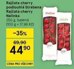 Tesco Rajčata cherry podlouhlá Strabena, 250 g, balená nabídka
