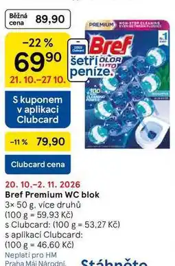 Tesco Bref Premium WC blok, 3x 50 g, více druhů nabídka