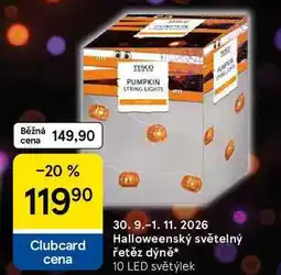Tesco Halloweenský světelný řetěz dýně, 10 LED světýlek nabídka