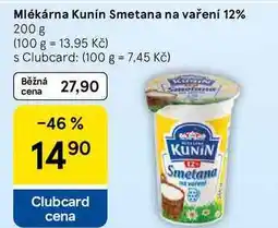 Tesco Mlékárna Kunín Smetana na vaření 12% nabídka