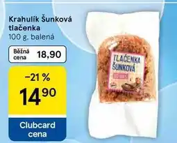 Tesco Krahulik Šunková tlačenka, 100 g, balená nabídka