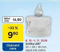 Tesco Svíčka LED, 50 x 38 x 38 mm, teplé bílé světlo nabídka