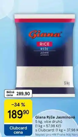 Tesco Giana Rýže Jasmínová, 5 kg, více druhů nabídka