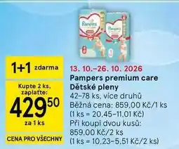 Tesco Pampers premium care Dětské pleny, 42-78 ks, více druhů nabídka