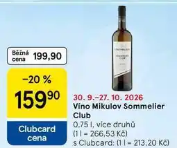 Tesco Víno Mikulov Sommelier Club, 0,75 l, více druhů nabídka