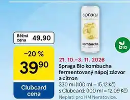 Tesco Spraga Bio kombucha fermentovaný nápoj zázvor a citron nabídka