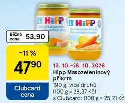Tesco Hipp Masozeleninový příkrm, 190 g, více druhů nabídka
