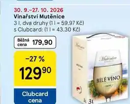 Tesco Vinařství Mutěnice, 3 l, dva druhy nabídka