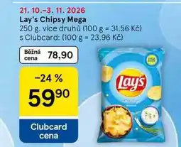 Tesco Lay's Chipsy Mega, 250 g, více druhů nabídka