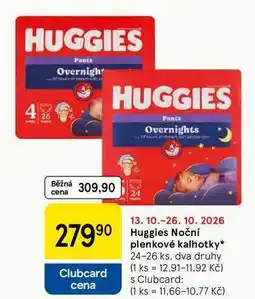 Tesco Huggies Noční plenkové kalhotky, 24-26 ks, dva druhy nabídka