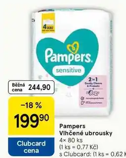 Tesco Pampers Vlhčené ubrousky, 4× 80 ks nabídka