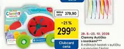 Tesco Clemmy Autíčko s kostkami, 8 měkkých kostek v autíčku s gumovými částmi nabídka