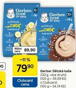Tesco Gerber Dětská kaše, 230 g, více druhů nabídka