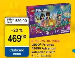 Tesco LEGO Friends 42698 Adventní kalendář 2026, 6+, 211 kostek nabídka