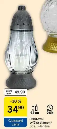 Tesco Hřbitovní svíčka plamen, 80 g. skleněná nabídka