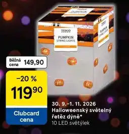 Tesco Halloweenský světelný řetěz dýně nabídka