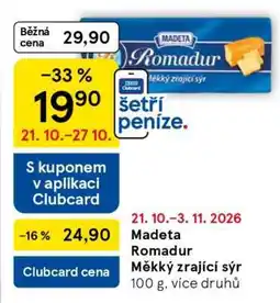 Tesco Madeta Romadur Měkký zrající sýr nabídka