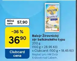 Tesco Balsýr Žirovnický sýr balkánského typu nabídka