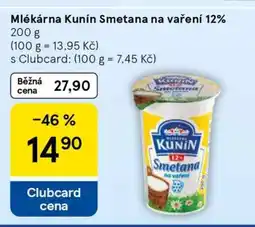 Tesco Mlékárna Kunín Smetana na vaření 12% nabídka