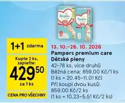 Tesco Pampers Premium Care dětské pleny nabídka