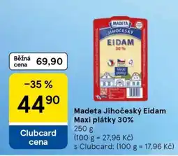 Tesco Madeta Jihočeský Eidam maxi plátky 30 % nabídka