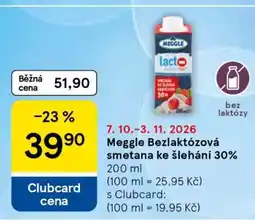 Tesco Meggle Bezlaktózová smetana ke šlehání 30% nabídka