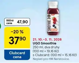 Tesco UGO Smoothie nabídka