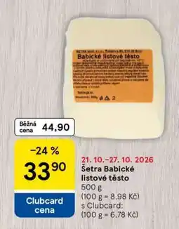Tesco Šetra Babické listové těsto nabídka