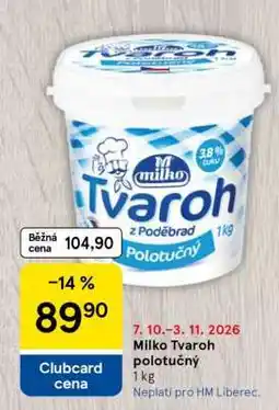 Tesco Milko Tvaroh polotučný nabídka