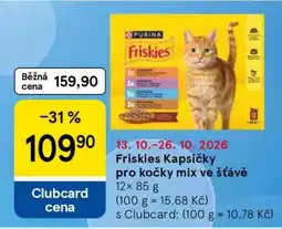 Tesco Friskies Kapsičky pro kočky mix ve šťávě nabídka