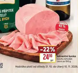 Billa Adventní šunka z pultu lahůdek cena za nabídka